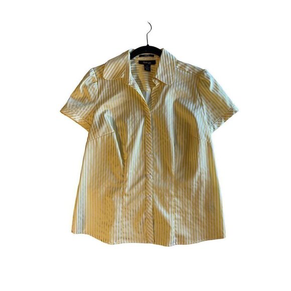 Style & co women’s yellow and white striped short sleep left size 8 - Picture 1 of 4